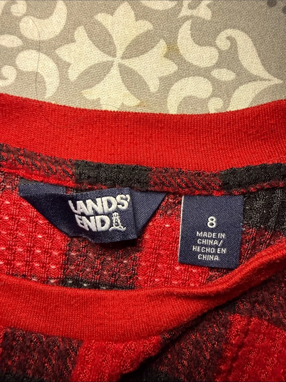 Lands' End Kids Plaid Pajama Set Size 8